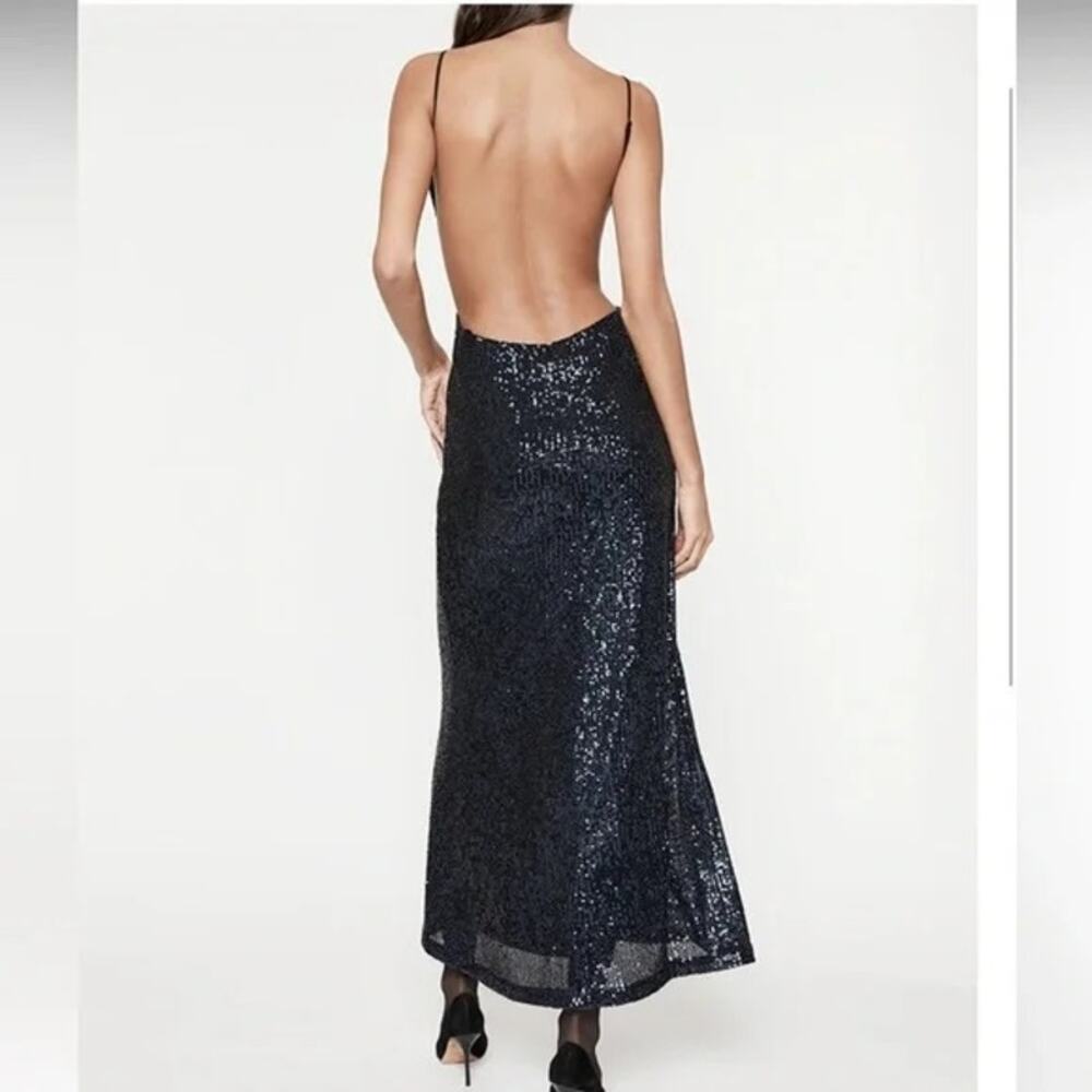 BARDOT NWT Knox Navy Sequined Midi Low Back Dress Size S - Picture 4 of 11
